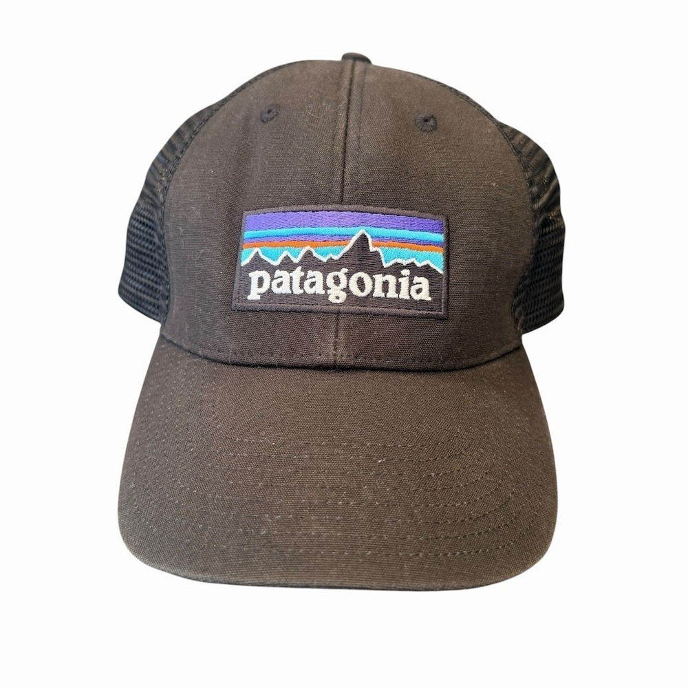 Patagonia Trucker Hat Unisex One Size Black Mesh Snapback Logo Patch - Picture 2 of 5